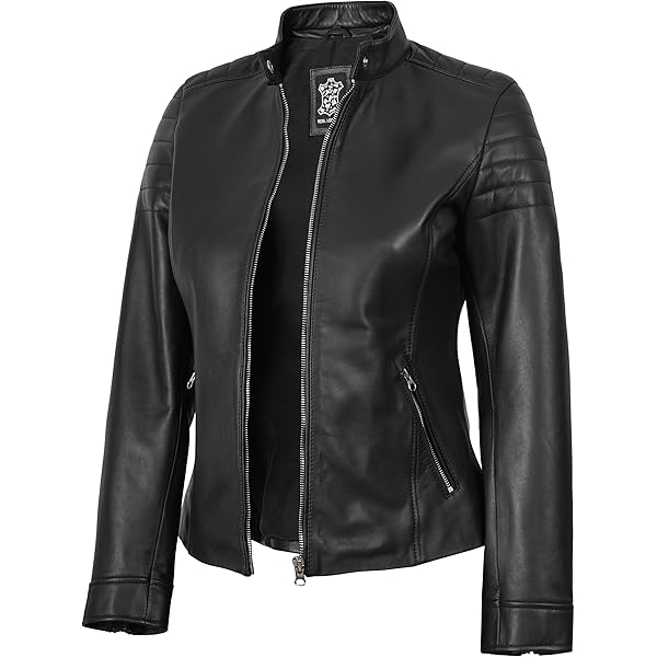 Whet Blu Women's Classic Scooter Style Leather Jacket - Black-4XL